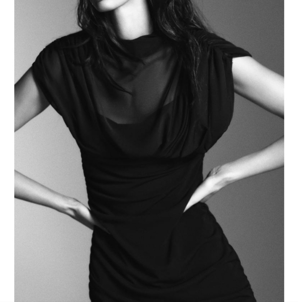 Zara Elegant Black Combined Draped Long  Dress - Picture 5 of 13